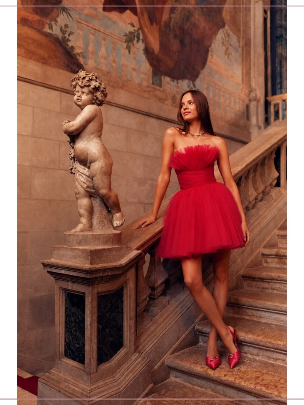 $4975 Monique Lhuillier Fuchsia Pink Strapless Silk-Blend Tulle Runway Dress